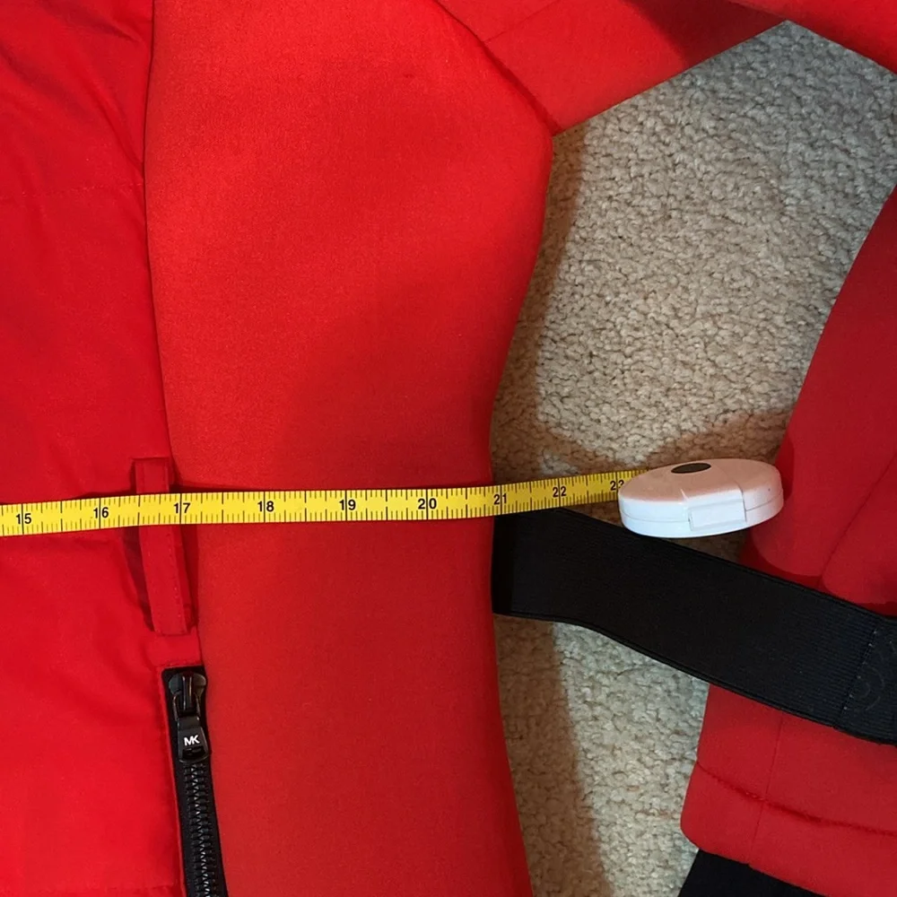 🔥 Michael Kors XL Red 🔥 Belted Winter Coat Jacket Hood - Picture 12 of 16